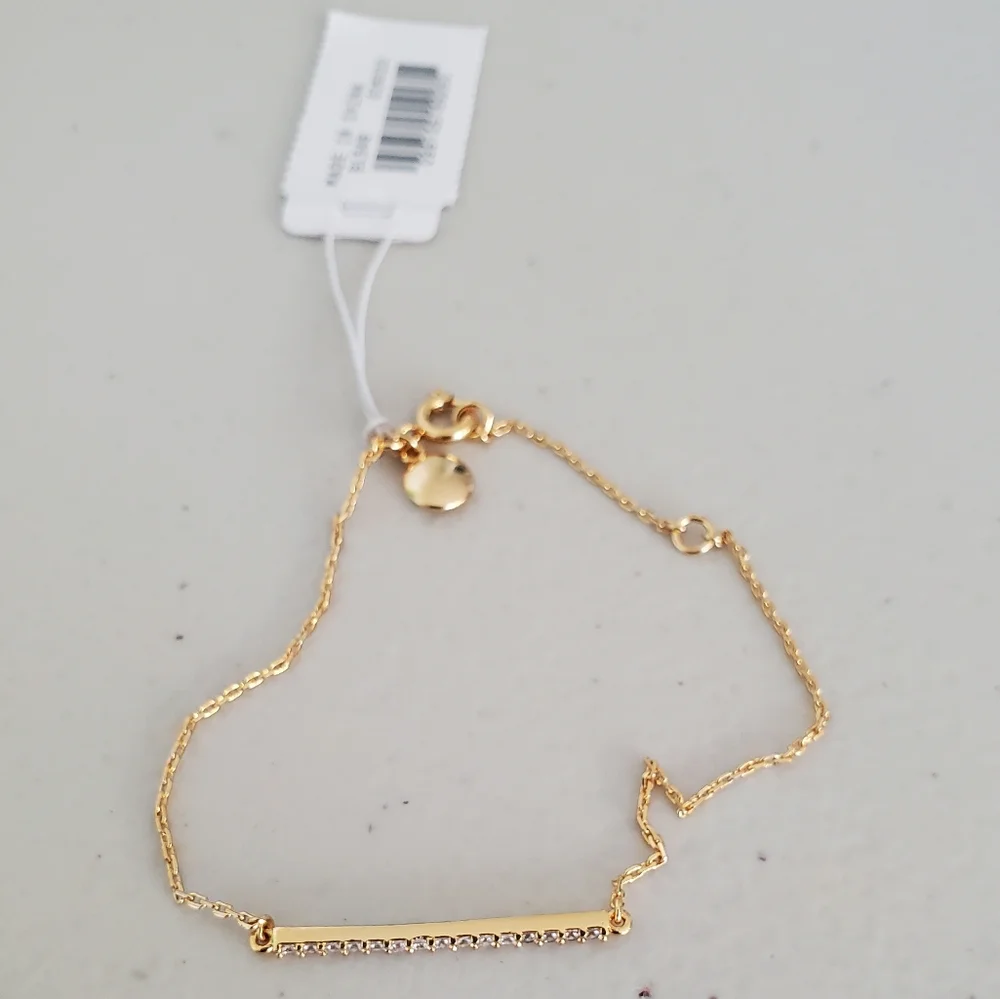 J.Crew crystal bar adjustable Length bracelet, gold - Picture 2 of 4